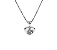 10K White Gold 0.01cttw Round Cut Diamond Pendant, 18"