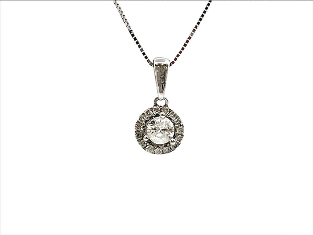 14K White Gold 0.33cttw Canadian Diamond Pendant - 18 Inches