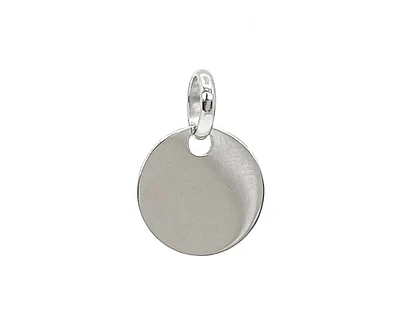 10K White Gold Charm Round Disc 13mm