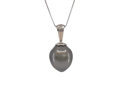 10/14K White Gold Tahitian Pearl Pendant