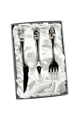 3 Piece Silver Plated Animal Themed Baby Cutlery Set