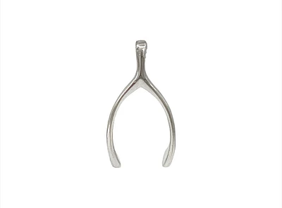 10K White Gold Wishbone Charm - 23mm x 12mm