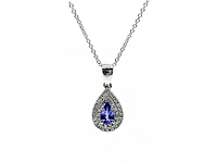 10K White Gold Tanzanite & Diamond Pendant