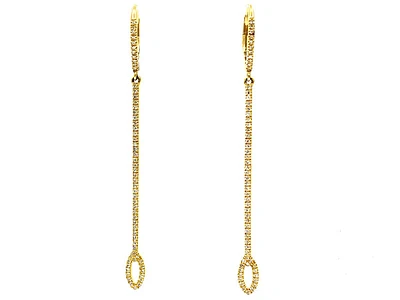 14K Yellow Gold 0.31cttw Diamond Drop Earrings - 57mm