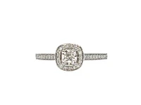 10K White Gold 0.19cttw Diamond Halo Engagement Ring - Size 7.25