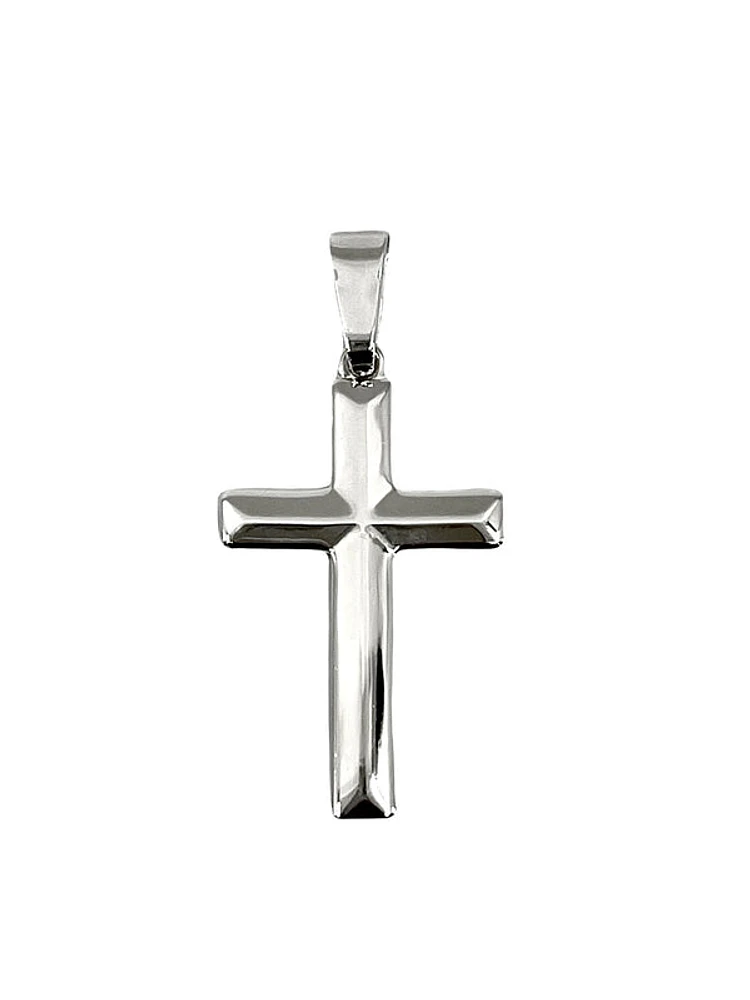 925 Sterling Silver 34mm x 20mm Hollow Pyramid Style Cross Charm