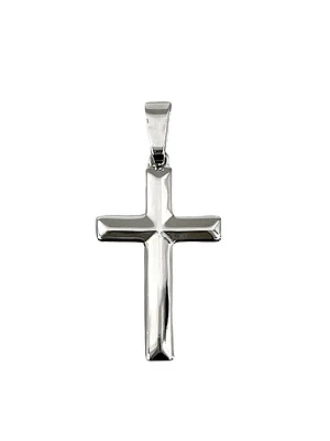 925 Sterling Silver 34mm x 20mm Hollow Pyramid Style Cross Charm