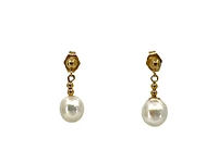 14K Yellow Gold Fresh Water Pearl Earrings