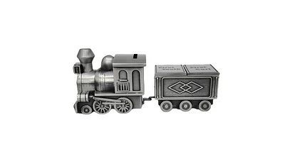 Pewter Engraveable Train Money Bank with First Curl and First Tooth Train Cars