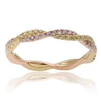 14K Yellow & Rose Gold Wavy Natural Fancy Yellow & Natural Fancy Pink Diamond Band
