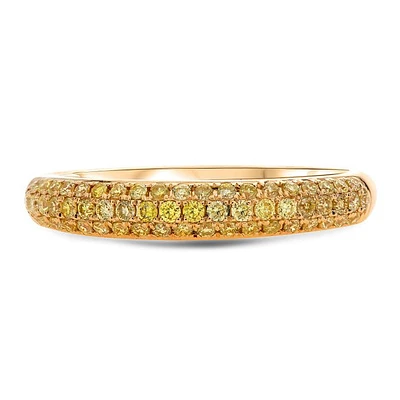 14K Yellow Gold Three Row Natural Fancy Yellow Diamond Band