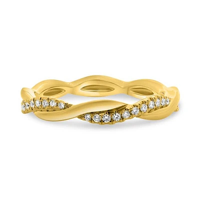 14K White, Yellow or Rose Gold 0.11cttw Diamond Twisted Pave Ring - 14K White Gold