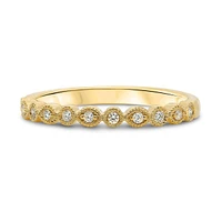 14K White, Yellow or Rose Gold 0.09cttw Diamond Milgrain Band - 14K White Gold