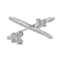 14K White, Yellow or Rose Gold 0.20cttw Diamond Butterfly Ring - 14K White Gold