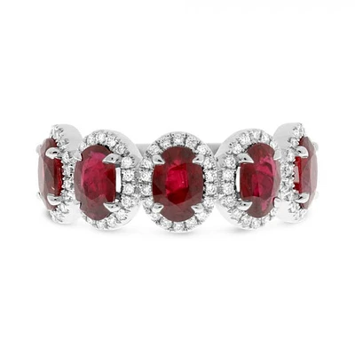 14K White Gold 1.41cttw Ruby and 0.27cttw Diamond Ring - Size 7