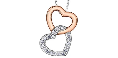 10K White & Rose Gold 0.06cttw Diamond Pendant - 18"