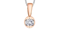 10K Two Toned Rose Gold and White Gold 0.04cttw Diamond Solitaire Necklace - 17 Inches