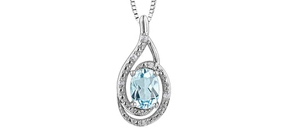 925 Sterling Silver Blue Topaz & Diamond Necklace
