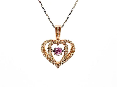 Tracking - 10K Rose & White Gold Pink Sapphire and Diamond 0.17cttw Necklace,18"