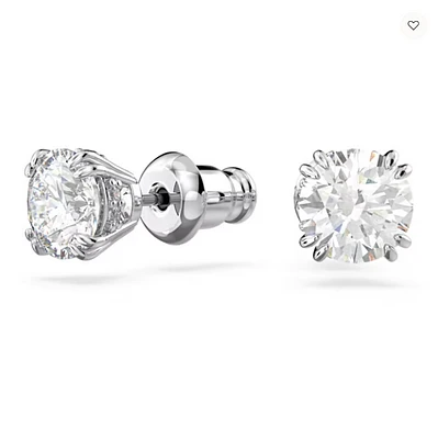 Swarovski Constella/Stilla stud earrings, Round cut, White, Rhodium plated - 5636712/5648992 (SS)