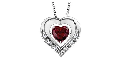 Tracking - Silver Created Ruby Heart Shape  6x6mm & Diamond 0.03cttw Necklace 18"