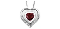 Tracking - Silver Created Ruby Heart Shape  6x6mm & Diamond 0.03cttw Necklace 18"