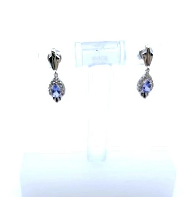 10K White Gold Tanzanite & 0.065cttw Diamond Earrings