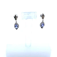 10K White Gold Tanzanite & 0.065cttw Diamond Earrings