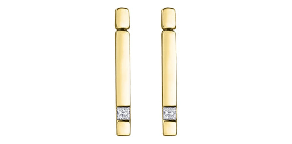 10K Yellow Gold 0.14cttw Canadian Diamond Line Dangle/Drop Earrings