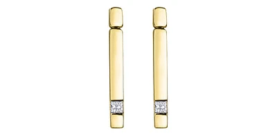 10K Yellow Gold 0.14cttw Canadian Diamond Line Dangle/Drop Earrings
