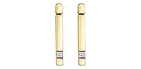 10K Yellow Gold 0.14cttw Canadian Diamond Line Dangle/Drop Earrings