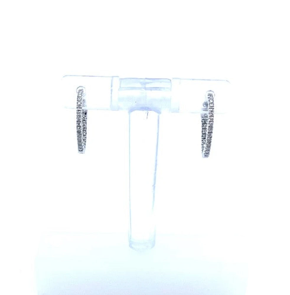 14K White Gold 0.25cttw Diamond Hoop Earrings