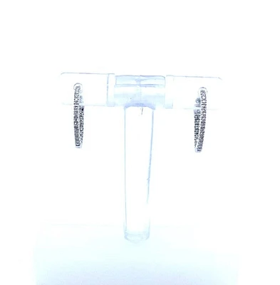 14K White Gold 0.25cttw Diamond Hoop Earrings