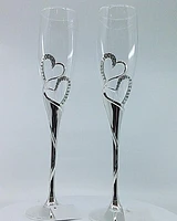 Double Heart Champagne Flutes