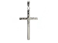 925 Sterling Silver 40mm x 21mm Hollow Cross Charm with "JESUS" Engraved