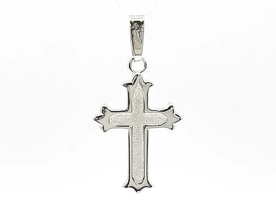 925 Sterling Silver 32mm x 16mm Brush Center Cross Charm