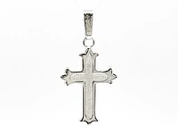 925 Sterling Silver 32mm x 16mm Brush Center Cross Charm