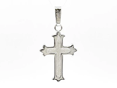925 Sterling Silver 25mm x 16mm Brush Center Cross Charm