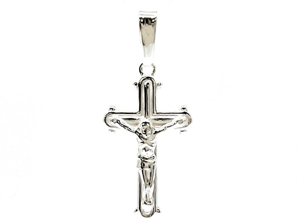 925 Sterling Silver 23mm x 13mm Hollow Crucifix Cross Charm