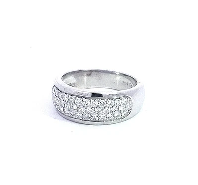 14K White Gold 0.65cttw Diamond Pave Set Ring, Size 6.5