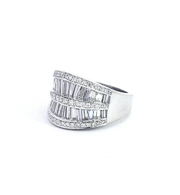14K White Gold 2.75cttw Diamond Round & Baguette Cut Ring, Size 6.5