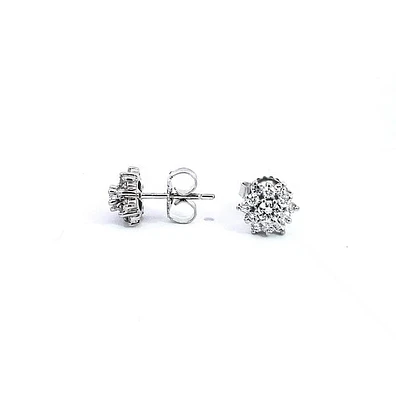 14K White Gold 0.75cttw Diamond Halo Earrings