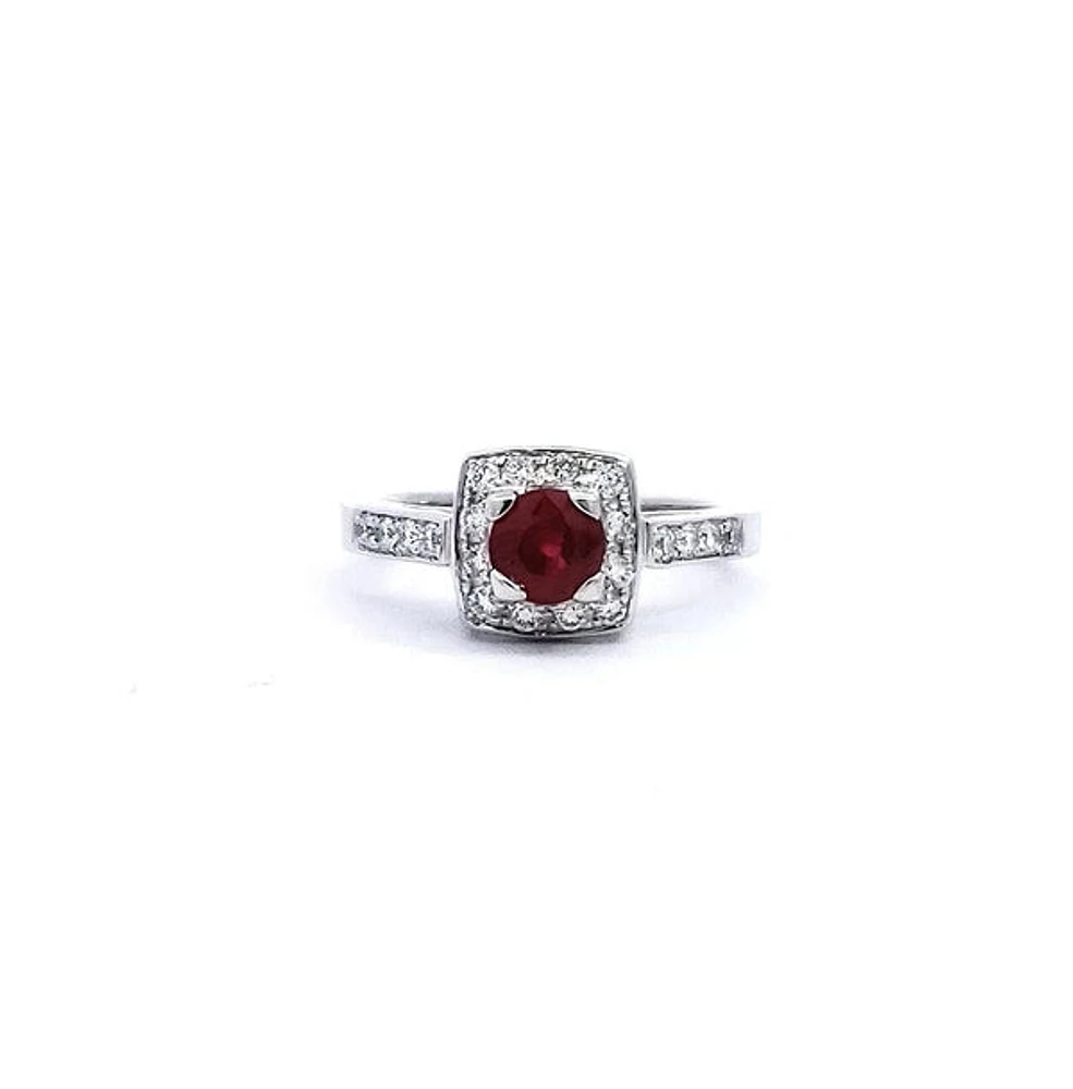 14K White Gold 0.75cttw Ruby and 0.35ttw Diamond Ring - Size 7