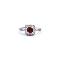 14K White Gold 0.75cttw Ruby and 0.35ttw Diamond Ring - Size 7
