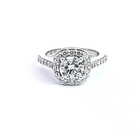 14K White Gold 1.57cttw Diamond Halo Engagement Ring, Size 6.5