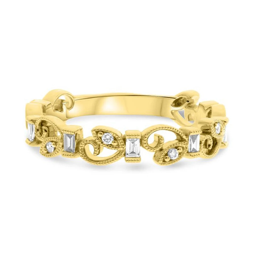 14K White, Yellow or Rose Gold 0.16cttw Diamond Ivy Scroll Band - 14K White Gold