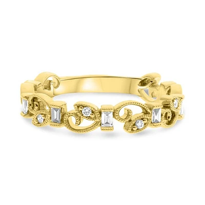 14K White, Yellow or Rose Gold 0.16cttw Diamond Ivy Scroll Band - 14K White Gold