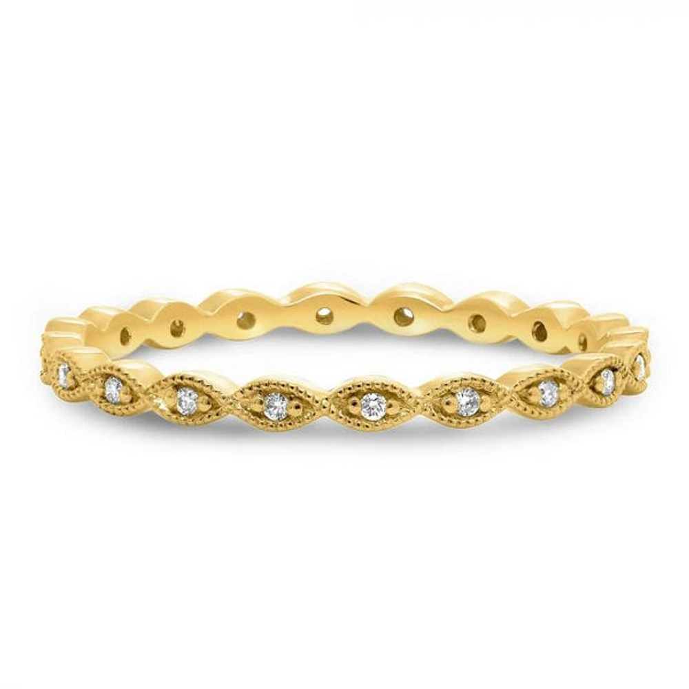 14K White, Yellow or Rose Gold 0.06cttw Diamond Milgrain Eternity Band - 14K White Gold