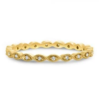 14K White, Yellow or Rose Gold 0.06cttw Diamond Milgrain Eternity Band - 14K White Gold