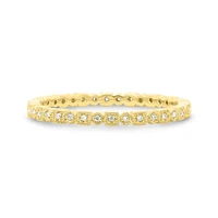 14K White, Yellow or Rose Gold 0.06cttw Diamond Geometric Milgrain Eternity Band - 14K White Gold / 4.5